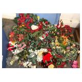Bin FULL of Artificial Christmas Flowers, Wreaths
