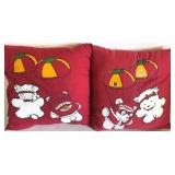 Pair 1997 Santa Dear Christmas Pillows 18"