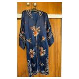 Asian Embroidered Lined Silk Robe Unknown Size