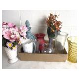Lot of Mixed Vases  Ceramic, Glass & Floral
