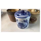 De Waag Delft Blue Canister, Stoneware Crock,