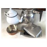Enamel Teapot, Aluminum Coffee Pot, Copper Pan &