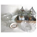 Mixed Decor Lot  Glass, Milk Glass, Terrariums