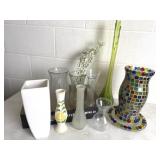 Assorted Vase Lot  Glass, Ceramic & Mosaic