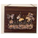 Butterflies & Flowers Copper Wall Art Plaque 10x9"