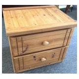 Solid Wood 2 Drawer Nightstand 25x20x22"
