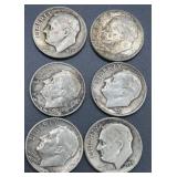 1950s 90% Silver Roosevelt dimes