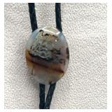 Agate palm bolo tie