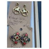 Vintage Pisces & Hummingbird Ruby pierced earrings