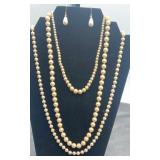 Collection of 3 strands of pearls & dangle
