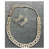 Rhinestone choker and earring set