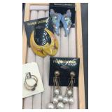 Collection of pierced earrings. 4 pair
