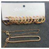 New Gold Tone Earrings and 7" Link Brancelets