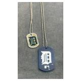 Detroit Tigers dog tag necklaces