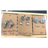 Vintage Crystal and Rhinestone Clip Earrings