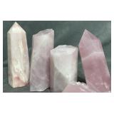 Rose Quartz Obelisk and Rose Quartz Pieces