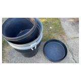 7 Large Flower Pots and 10 Saucers