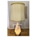 Handpainted French White Glass Lamp
