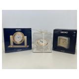 Seiko & Crystal Glass Table Clocks