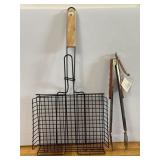 Grill Kabob Basket & New Grill Tongs Basket