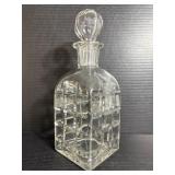 Grid Cut Glass Decanter w/ Glass Stopper