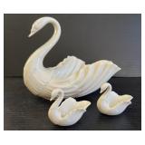 Lenox Porcelain Swan Centerpiece Trio
