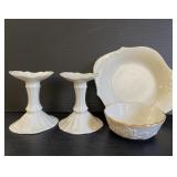Lenox Porcelain Candlestick Holders, Dish & Bowl