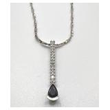 Diamond & Sapphire Drop 14K Gold Pendant