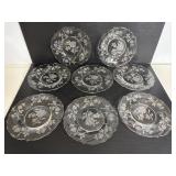 Heisey Rose Etched Glass Desert Plates Set of 8