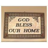 God Bless Our Home Marquetry Mother of Pearl Sign