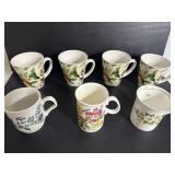 Garden Flower Mugs Mix of 7