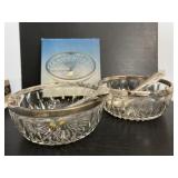 Leonard Crystal Bowls Relish Dish w/ Silverplate