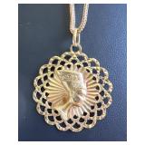 14K Gold Nefertiti Egyptian Pendant Chain Jewelry