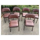 Six Padded Folding Chairs Brown