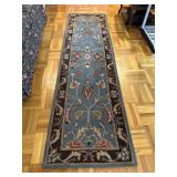 Safavie Wool Hall Runner Rug Blue