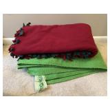Two Blankets Green & Burgundy