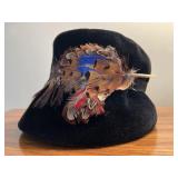 Genuine Velour Pheasant Feather Accent Hat