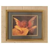 Cherub Playing Lute Fiorentino Framed Art Print