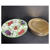 Fruit Theme Chip & Dip and Gold Charger Plates