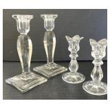Elegant Glass Candesticks Two Pair