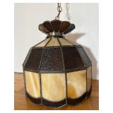 Slag Glass Hanging Light Fixture
