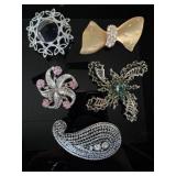 Rhinestone & Colored Glass Stone Brooch