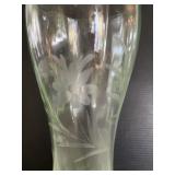 Uranium Vaseline Green Glass Tall Delicate Vase