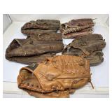 Lot of 6 Baseball Gloves