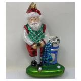 Santa Golfer Glass Ornament