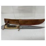 Jim Bowie Stag Handle Knife w/ Sheath