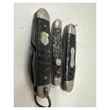 Lot of 3 Vintage Pocket Knives with Jigged Handles