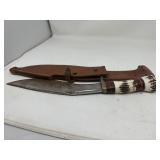 Vintage Stag Handle Hunting Knife w/ Leather