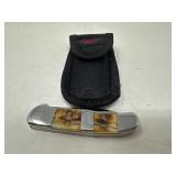 Fighter Edge Stag-Style Folding Knife w/ Case