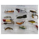 Assorted Vintage Fishing Lures in Case